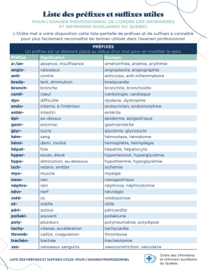 Couv Terminologie Prefixes Suffixes Examen Professionnel