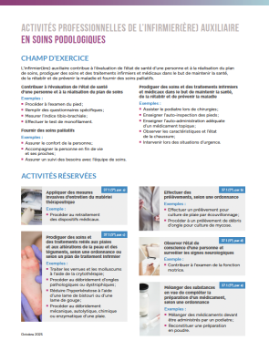 Resume activites professionnelles podo