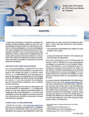 Rappel soins podologiques